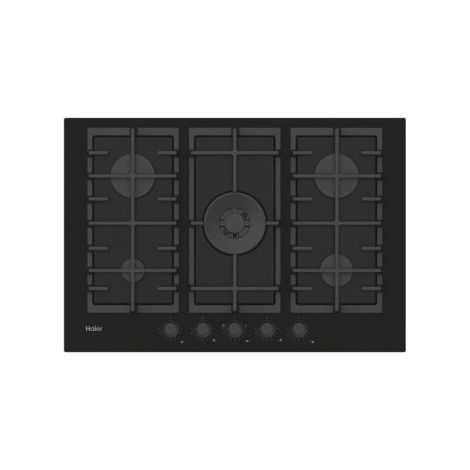 Haier Série 2 HAVG75S2BPB Table de Cuisson à Gaz Encastrable 5 Feux 74,5 cm Verre Trempé Noir
