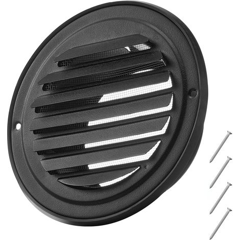 Mophorn 97mm Wall Vent Cover, Round Louvered AC Vent with Protective Screen, Durable Stainless Steel for Home, Bathroom, Garage, Kitchen, Basement (2 Pack, Black) (1/5)