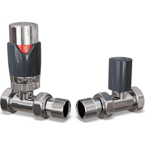 Talus Flair - Anthracite Thermostatic Radiator Valve & Lockshield Straight 15mm