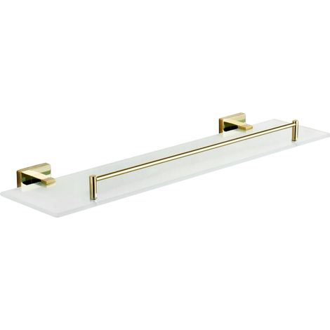 Mexen – Étagère murale en verre or 500mm x 125mm – Charge maximale 15kg – Fixation murale – 702073750 (1/2)