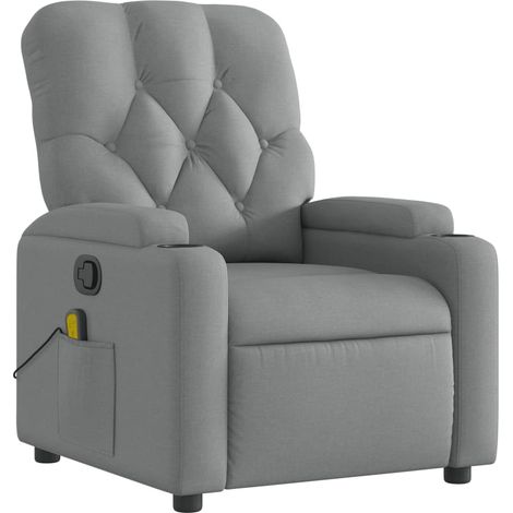 Poltrona relax TV funzione massaggio reclinabile 6 punti massaggio in tessuto grigio chiaro DEC026915