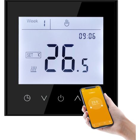 Tuya Touchscreen Programmable WiFi Thermostat, Smart Temperature Controller for Gas Boiler/Water Heater (White Gas Boiler) (1/4)
