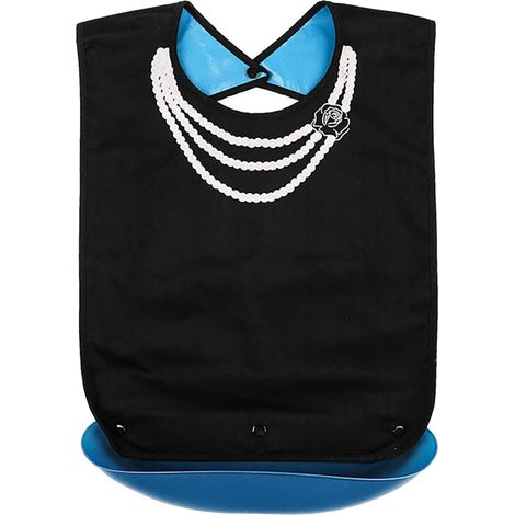 Bavoir pour Adulte, tablier pliable imperméable et lavable protecteur de vêtements Faux imprimés bavoirs pour femmes patients âgés avec ramasse-miettes (1/5)
