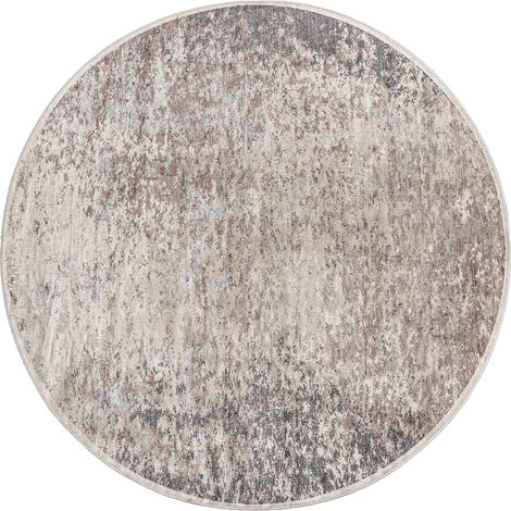 Tapis rond contemporain en polyester - tons neutres (1/2)