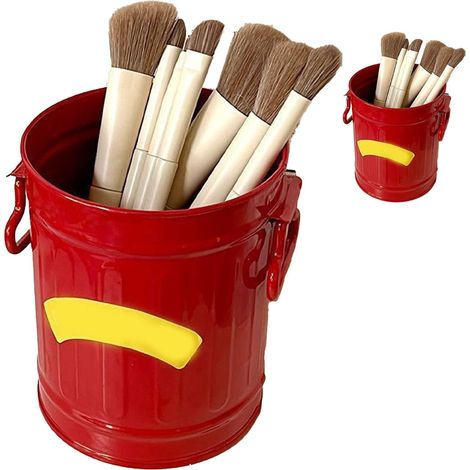 Red Metal Pen Holder, Large Capacity, Desk (One Size) (1/5)