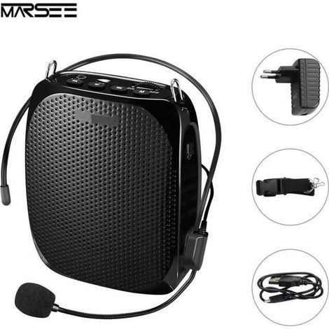 Amplificateur Voix Haut-Parleur Portable Ultraléger Rechargeable 1800Mah Avec Microphone - Noir (1/4)