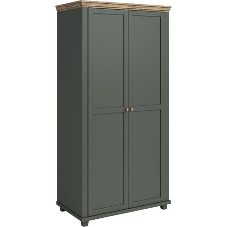 Armario Tolnue 125, Verde oscuro + Roble de lefkada, 216x108x62cm, Puertas de armario: Con bisagras, Número de estantes: 0 (1/3)