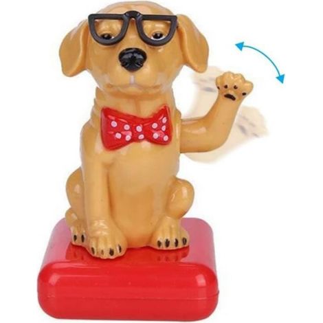 Figurine Solaire - Chien Animé Pour Voiture - Tête Mobile - ABS - 11 x 7 x 7,5 cm - 1 Pièce
