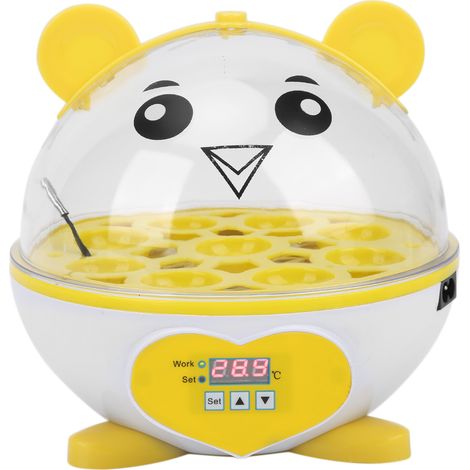 Incubateur semi-automatique domestique petit format 9 œufs pour poulets, canards, oiseaux, pigeons, cailles (jaune) (1/5)