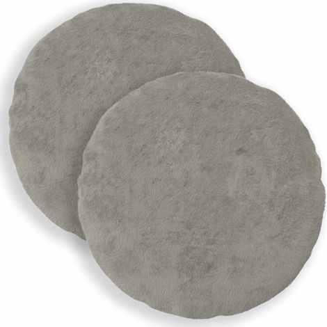 Kissenbezug 2 stk. HEERLEN Hellgrau Ø 40 cm Faux Kaninchenfell vidaXL (1/5)