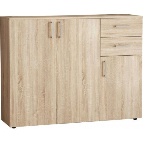 Mobile credenza da interno in legno nobilitato bilaminato con 3 ante e 2 cassetti Linea Classic - Marroncino (1/4)