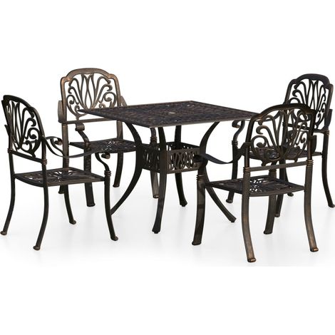 Ensemble de bistro jardin meuble extérieur terrasse 5 pièces aluminium coulé bronze