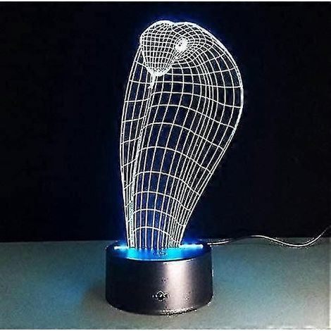 Lampe LED 3D Serpent Cobra Veilleuse Illusion d'Ombre Lampe Tactile USB Lampe Acrylique Décoration Intérieure Cadeau 7 Couleurs Changeantes (1/5)