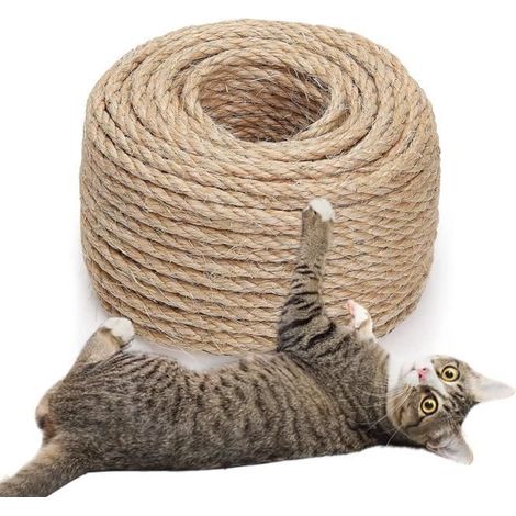 Corde en sisal - Naturel - 8 mm x 50 m - Idéale pour arbre à chat - Matériaux naturels - Installation facile (1/4)