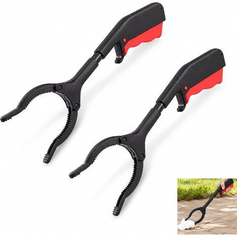 2 Pièces Pince de Préhension Courte(30CM), Pince Courte Ramasse Déchets pour Seniors, Pinces à Déchets Portable, Ramasse Objets Ergonomique (1/5)