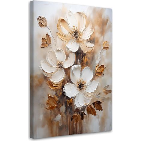 Quadro su tela, Fiori beige Dipinto - 70x100 (1/3)