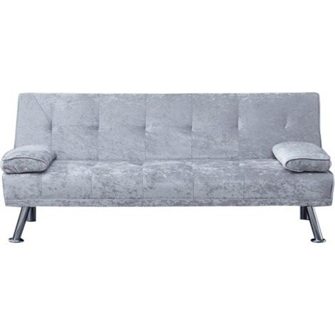 Crushed Velvet Italian Designer Style Sofa Bed in Silver