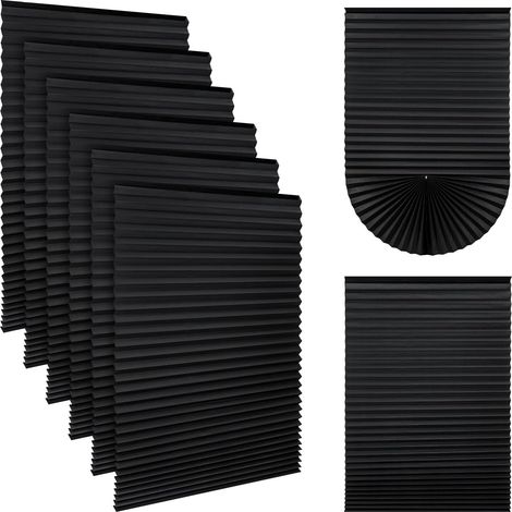 6 Pack No Drill BlindsTemporary Blinds 92 x 200CM Thermal Blackout Paper Blinds for Windows Stick On,Easy Cut Self,for Bedroom Kitchen Bathroom Windows,Light Filtering Privacy Protection,Black (1/5)