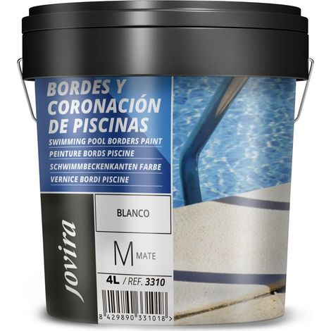 PEINTURE BORDS PISCINE Spécial antidérapant pour rénover les bords des piscines. 4 Litres, Blanc (1/5)