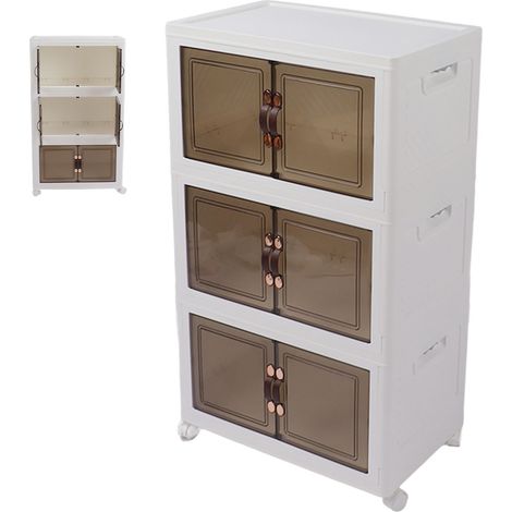Bacs de rangement empilables pliables, organisateur pliable anti-poussière avec couvercles, 4 roues mobiles, grande capacité, épaisseur 3 couches 45x30x77cm (1/5)