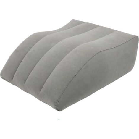 Repose-pieds gonflable en PVC Gonflable, coussin floqué gris, pour le bureau, la maison, le camping et la détente, 63 x 50 x 25 cm (1/5)