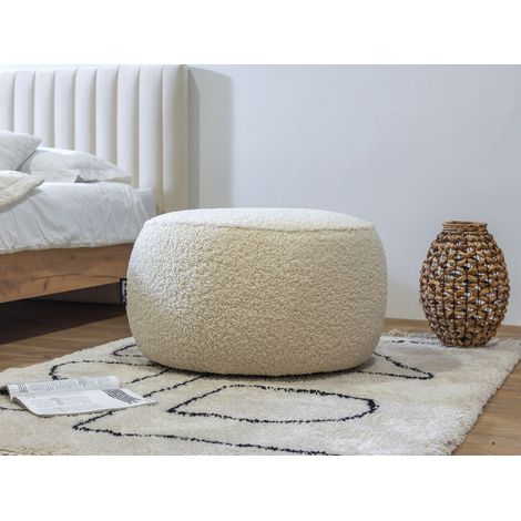 BOBOCHIC - Pouf rond MERINOS Blanc (1/2)