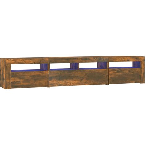Mobile TV multimediale scaffale per televisione televisione buffet sala da pranzo soggiorno camera da letto con luci a LED rovere affumicato 210 x 35 x 40 cm marrone 020026728