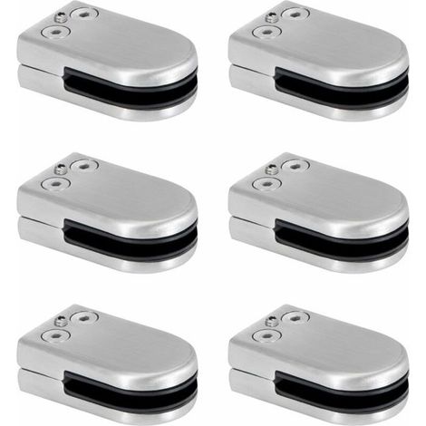 Pince à verre en acier inoxydable – Supports de serrage pour verre 6 à 8 mm–Réglable pour balustrades et escaliers – Lot de 6 pièces (1/4)