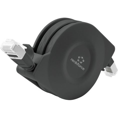 Câble réseau RJ45 CAT 6a U/FTP 1.50 m – RF4476386 – Vitesse jusqu'à 10 Gbits/s – Design plat avec enrouleur automatique – Renkforce (1/4)