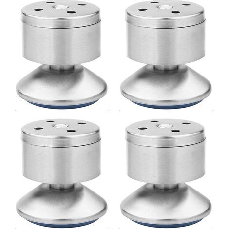Pieds Nivellement Réglables Acier Inoxydable Pieds Canapé Réglables Multifonction Métal Tapis en Caoutchouc, Facile à Installer, Convient Tables, Armoires, Canapés, Lits Etc—4 Pièces (Argent)- (1/5)