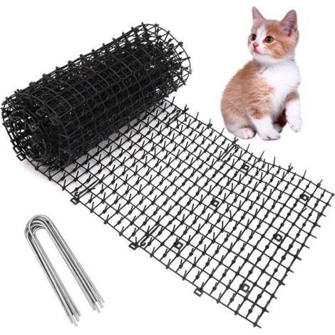 pair Tapis anti-chat 200x28 cm rpulsif en plastique avec 8 piquets protection des plantes PZCC