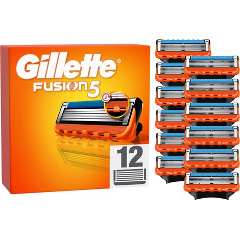 Gillette - Fusion5 Mens razor blades - Orange/Black - 12 pcs