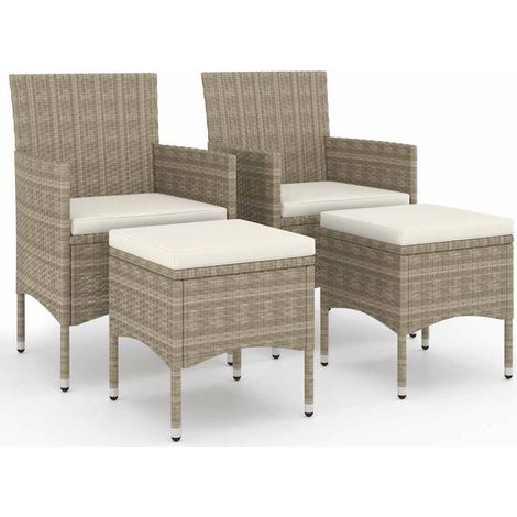 Maison Exclusive - 4-tlg. Gartenstuhl und Hocker Set Poly Rattan (1/5)