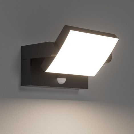 1 Applique Murale LED Détecteur Mouvement Panneau Pivotant IP65 Aluminium Extérieur Intérieur