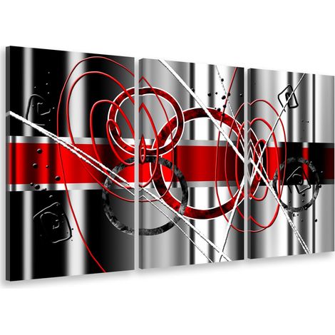 Tableau triptyque abstrait rouge variation - 90x60 cm (1/5)