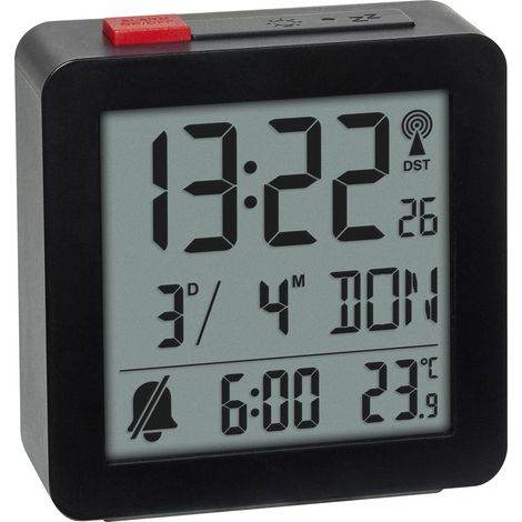 TFA Dostmann 60.2566.01 Funk Wecker Schwarz Alarmzeiten 1 (1/5)