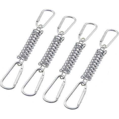 Anneaux de tension à ressort pour fixations d'auvent - fixations d'auvent, raccords en acier inoxydable, avec 4 ressorts hélicoïdaux et 8 mousquetons, adaptés aux tentes, auvents et équipements de cam (1/3)