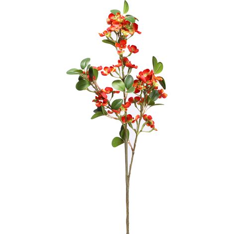 Artificial Red Plum Blossom Branch, 82cm Realistic Faux Silk Flowers for Home Wedding Vase Decor-KZQ (1/2)