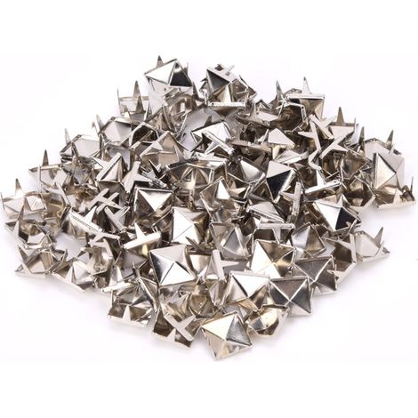100 Pièces de Rivets Carrés en Cuivre Laiton 9MM pour Accessoires de Mode, Chaussures, Sacs et Décoration en Cuir - Argenté (1/5)