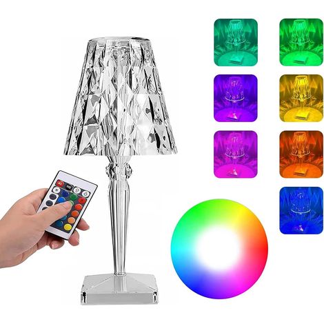 Lampada Tavolo Cristallo Bianca LED RGB Telecomando Touch USB-C (1/5)