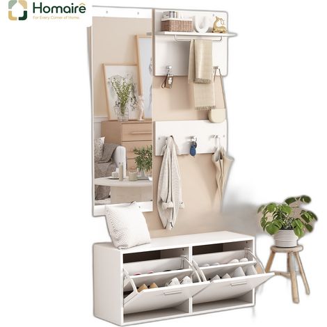 Garderobe aus Spanplatte Weiß und Polyester 90 x 30 x 41.5 cm HOMAIRE (1/5)