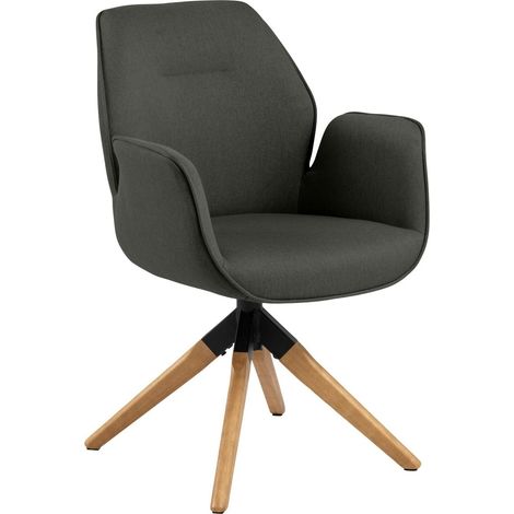 Silla Norsica 391, Gris oscuro + Luminoso madera, 91x61x59cm, Tapiz, De madera, Madera
