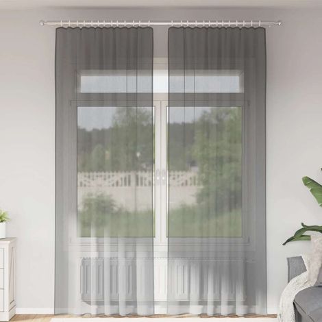 Voile Vorhänge mit Stangentaschen 2 Stk. Dunkelgrau