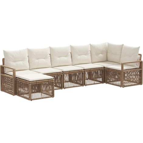 Gartensofa-set 7 pcs Beige Poly-Rattan vidaXL