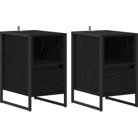 Maison Exclusive - Nachttisch 2 pcs Schwarz Eichen-Optik 39,5 x 3