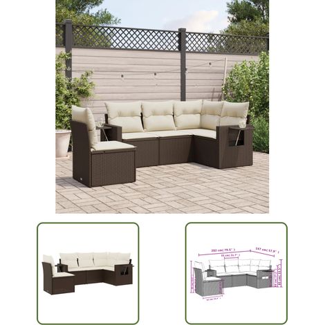 The Living Store 5-tlg. Garten-Sofagarnitur mit Kissen Braun Poly Rattan - Gartenmöbel - PE-Rattan Möbel - Outdoor Möbel - Lounge Set - Sofasatz (1/3)