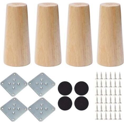 4-teiliges Möbelbein-Set, Holzmöbelbeine, gerade konische Sofabeine, Holzbeine für Sofa, Sessel, Bett, Stuhl (10 cm Höhe)