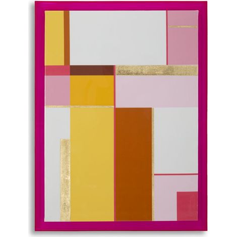 Stampa su tela Acrylic B astratto geometrico con cornice fucsia, 60x80 cm