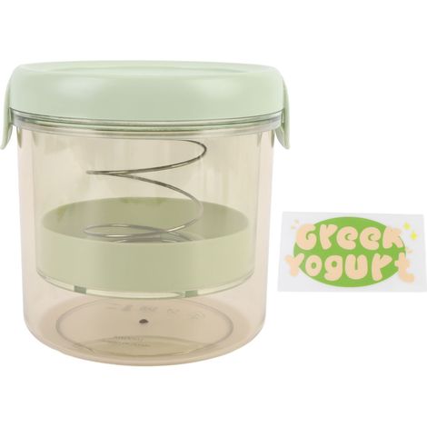 Passoire à yaourt grec avec couvercle, filtre à mailles fines pour Gadget de cuisine épais fait maison, rond vert. (1/5)