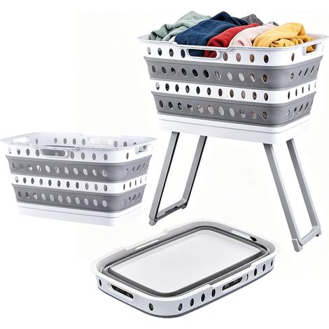 Basket with Legs Foldable Clothes Hamper Large Foldable
